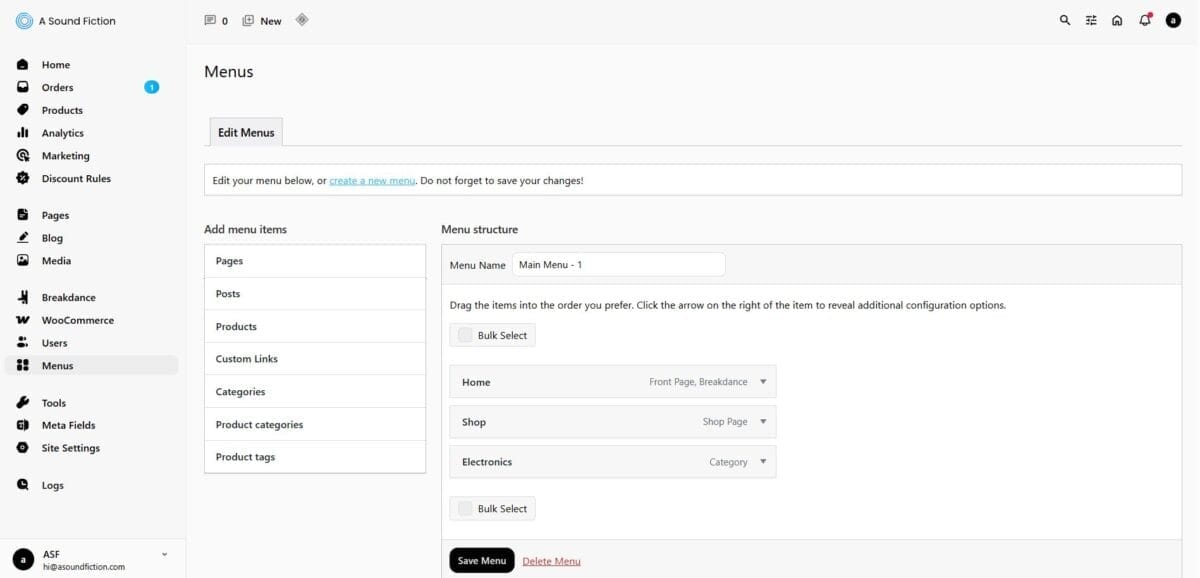 Section 13 Ecom Menu Panel