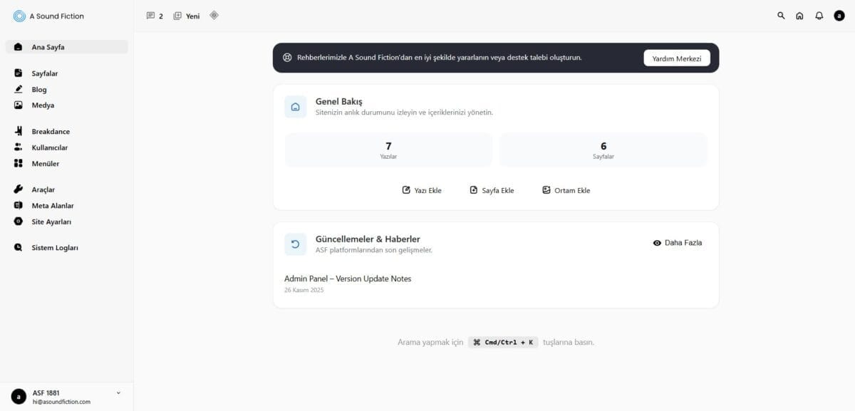 Yeni cms admin panel