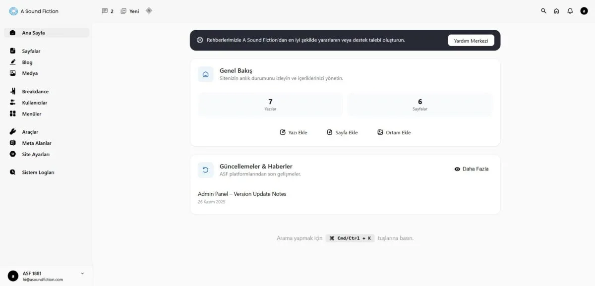 Yeni cms admin panel