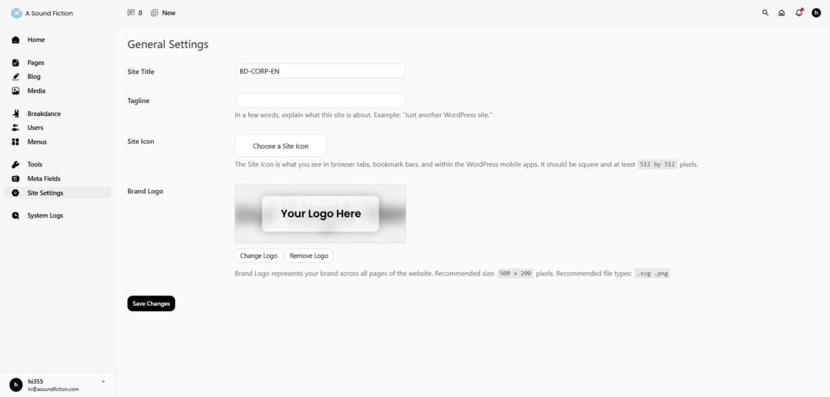 Section 11 Site Settings