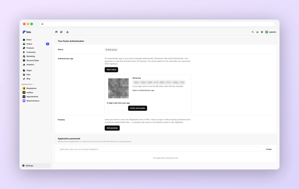 felu 2fa setup mockup