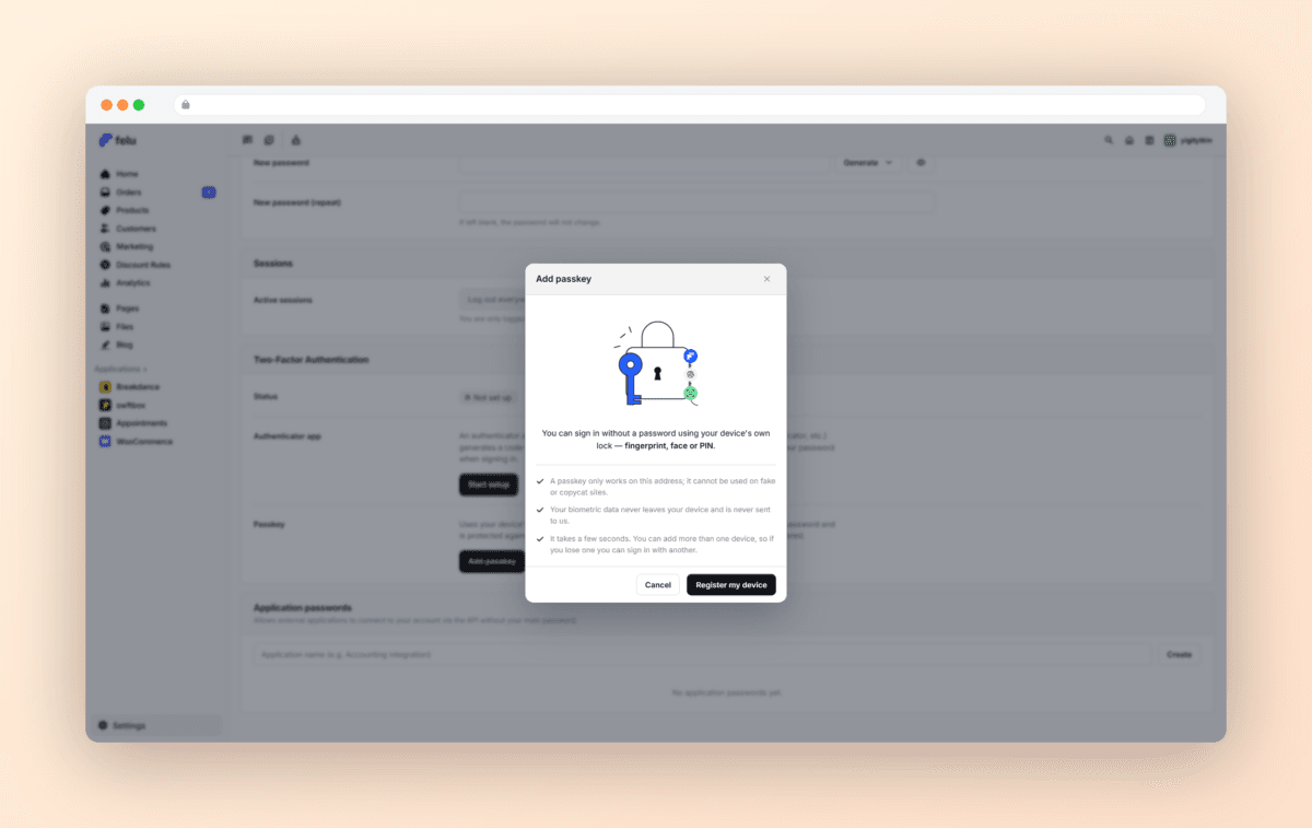 felu passkey mockup
