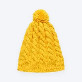 Yellow cable knit beanie