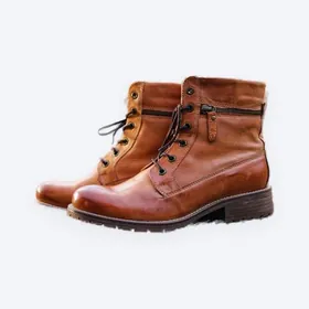 Brown leather boots